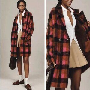 Anthropologie NVLT Double Breasted Plaid Coatigan NWOT